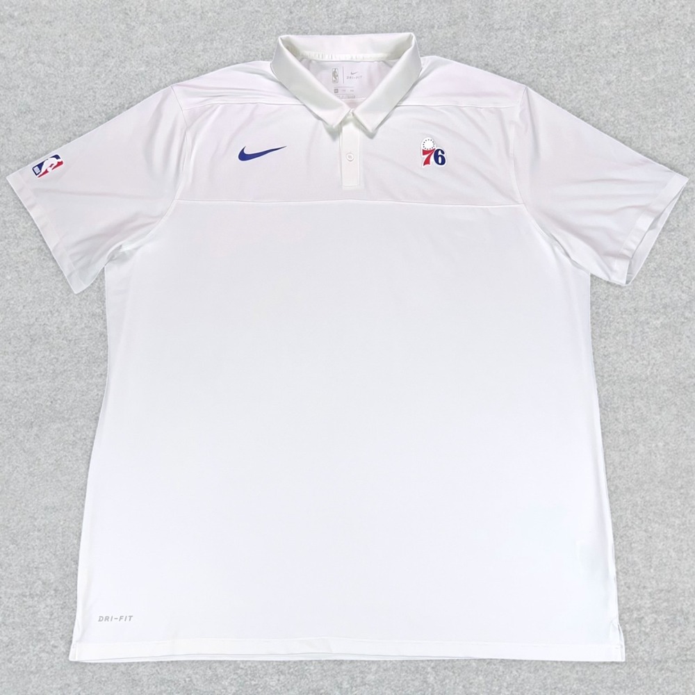 Philadelphia 76ers Polo Shirt Men's 2XL White Nike Dri Fit Performance NBA